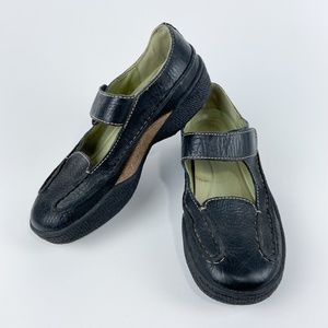 Rogue Black Slip Ons with Strap Cork Flats